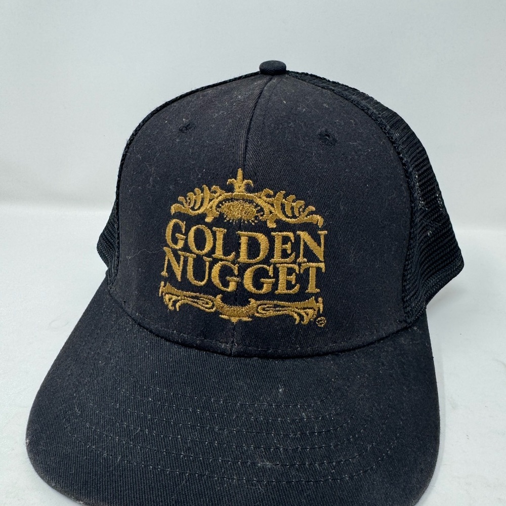 GOLDEN NUGGET HAT Las Vegas FREMONT ST Downtown Hat Cap Black TRUCKER Style Mesh